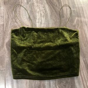 Shein Velour Velvet Green Top #shein #velvet #croptop #indie #cottagecore #fairy